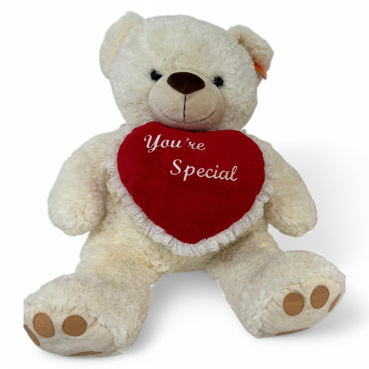 Fluffy Cream Teddy with "Your Special" Love Heart Cushion (55cm)