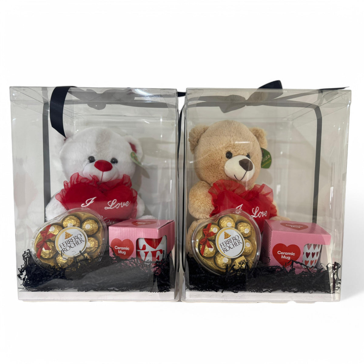 Boxed Bear with Ferrero Chocolates and Valentines Mug