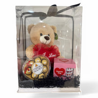 Boxed Bear with Ferrero Chocolates and Valentines Mug