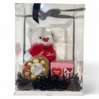 Boxed Bear with Ferrero Chocolates and Valentines Mug